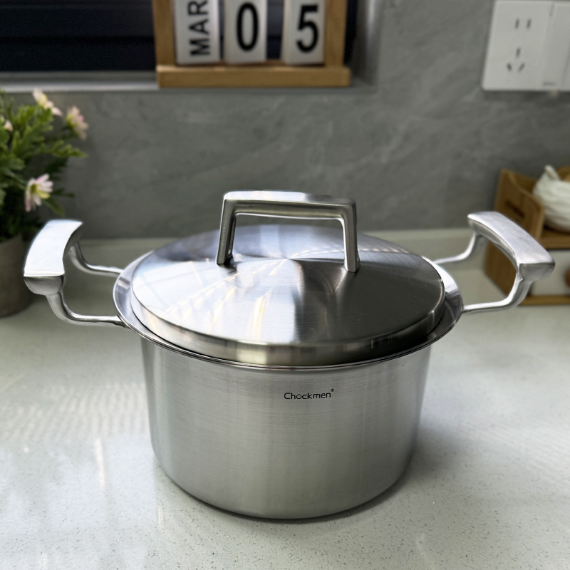 加厚 五层汤锅夹铜18/10不锈钢 钢盖微压锅不溢汤锅双耳汤锅家用