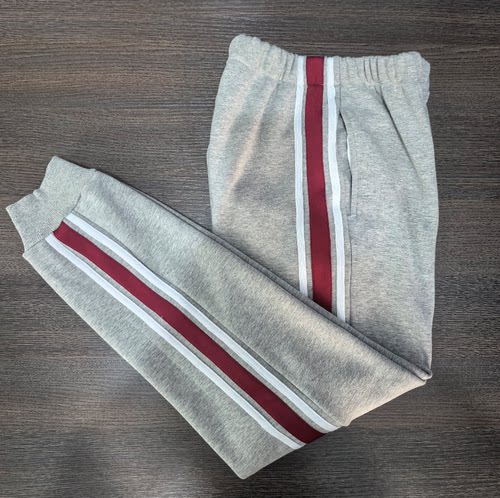 北京房山灰色校服裤子酒红杠条