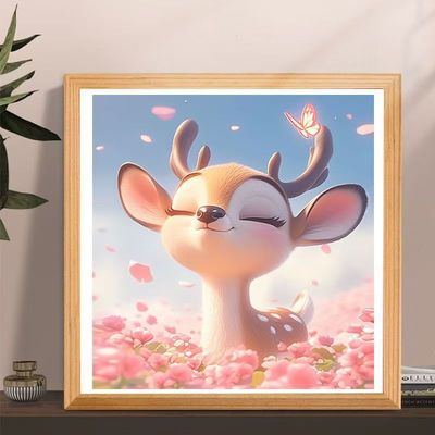 蒙娜丽莎十字绣迷梦小鹿一可爱卡通治愈手工绣14色满绣无勾边