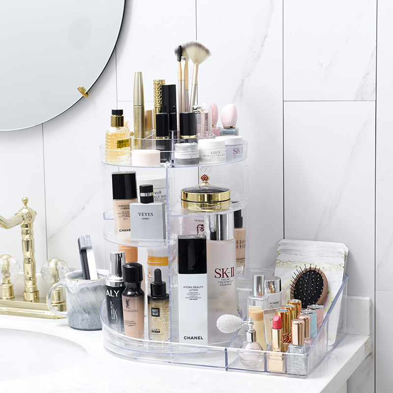 旋转连体分类收纳化妆品收纳整理盒桌面口红化妆品护肤品整理架子