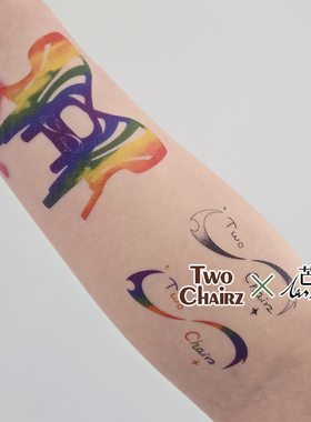 两把椅子×芒刺联名1（限量）|防水持久可爱彩虹纹身贴小图多巴胺