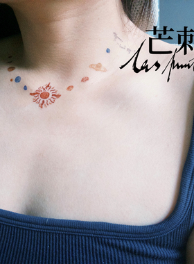 芒刺原创|太阳系再见|手绘彩色纹身贴小众仙气风高级感行星项链