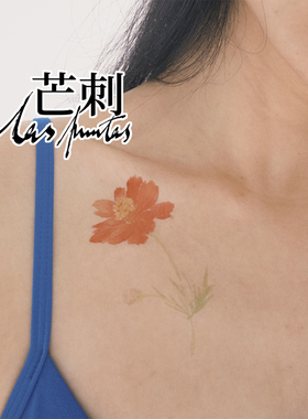 芒刺原创|太阳花|国风红色彩色防水持久新中式纹身贴|文艺 高级感