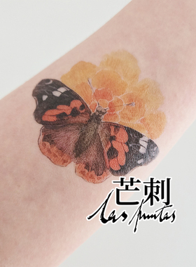 芒刺原创|红云岛|国风彩绘防水持久新中式蝴蝶纹身贴小众风高级感