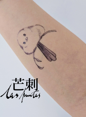 芒刺原创文身贴|北长尾山雀|手绘防水持久鸟纹身贴小众风高级感