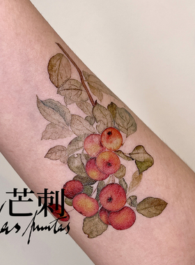 芒刺原创|海棠果|国风彩绘红色防水持久新中式纹身贴|文艺 高级感