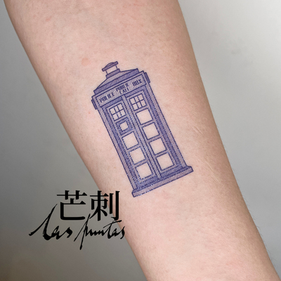芒刺原创文身贴|电话亭|防水持久纹身贴纸神秘博士Tardis|Tattoo