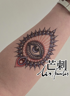 芒刺原创文身贴|珠宝全视之眼|手绘彩色防水持久纹身贴文艺高级感
