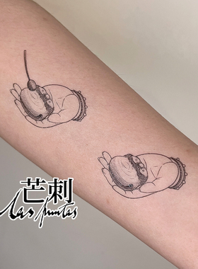 芒刺原创文身贴|木鱼|手绘防水持久禅意纹身贴|功德高级感 Tattoo