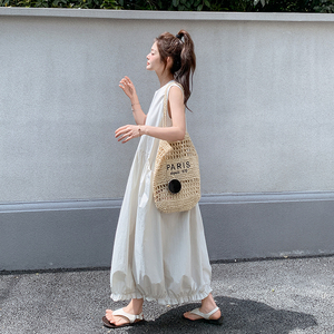 法式高级感无袖背心裙女2025夏季新款宽松显瘦花苞连衣裙图片