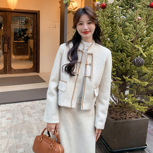 新中式国风小香风套装女2025秋冬新款高级感气质名媛半身裙两件套图片