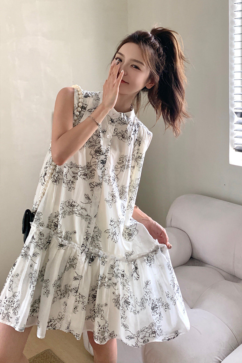 特价50！尺码齐全！碎花无袖蕾丝拼接连衣裙2C339-6420-P115,女装连衣裙,2C339
