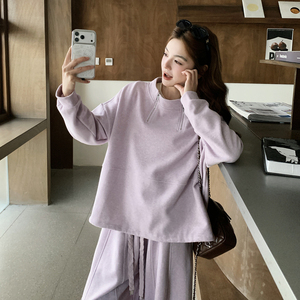 2026新品紫色慵懒风卫衣套装女宽松显瘦两件套休闲装2801P195K285图片