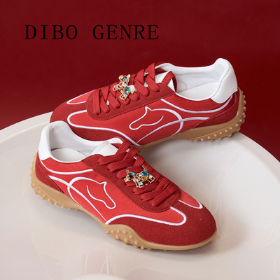DIBO马年开运红增高德训女鞋