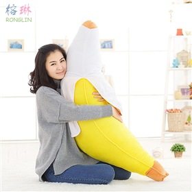 批发香蕉抱枕剥皮香蕉毛绒玩具长抱枕靠垫腰枕 一件代发货