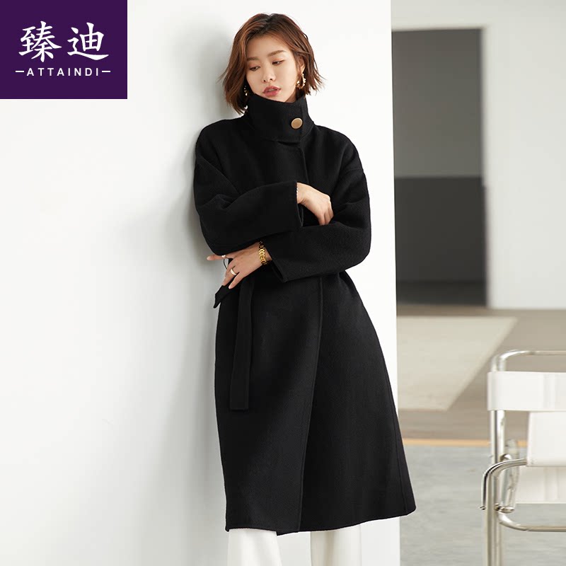 纯羊毛双面呢大衣女长款过膝