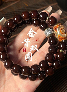 六年风化老料菩提子手串女款绕指柔菩提根双圈文玩念珠男佛珠手链