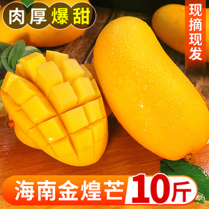 海南金煌芒10斤芒果一级大果新鲜水果现摘青甜心黄皮水仙芒整箱
