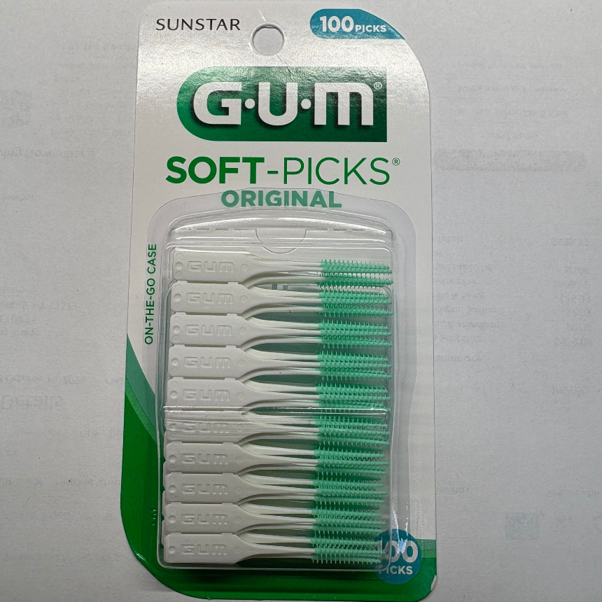 现货 美国Sunstar GUM 清洁软牙签牙线棒牙缝刷多重功效100支装