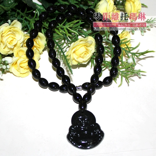 Турмалиновое глазурованное утиное яйцо, черное ожерелье смеющегося Будды, ожерелье для здоровья