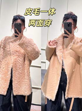 简约美利奴皮毛一体收腰显瘦中长