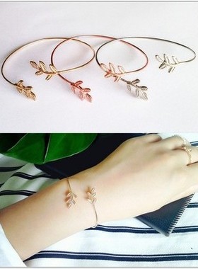 欧美风开口可调节树叶手环29包邮