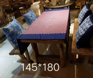 云南家居大理白族纯棉布手工扎染草木染桌布台布餐垫床垫高端定制