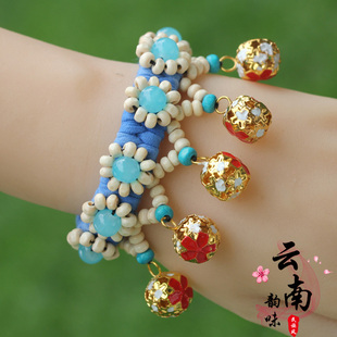 田嘉瑞同款手链大理铃铛蓝染手链云南扎染染布手工编织布艺手环