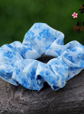 云南大理丽江古城扎染蓝染布艺大肠花松紧头花头绳发绳儿童发饰