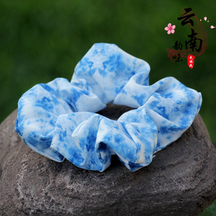 云南大理丽江古城扎染蓝染布艺大肠花松紧头花头绳发绳儿童发饰