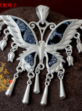 蜡染项链吊坠民族风绣花挂件脖链