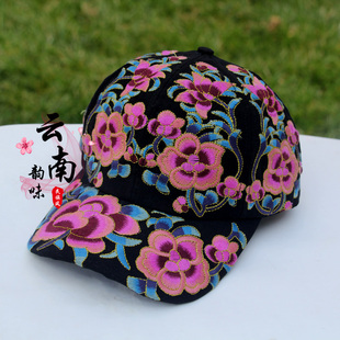 2024秋冬季上新国风重工刺绣女士遮阳棒球帽外出游玩美拍绣花帽子