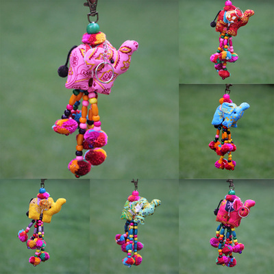 布艺小象钥匙扣包挂车挂毛球吊坠