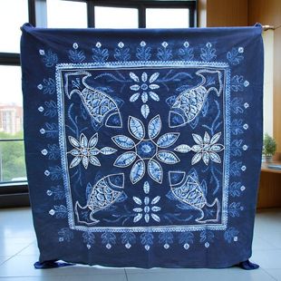 云南大理白族扎染纯棉桌布周城民族风纯棉扎染布料手工艺装饰背景