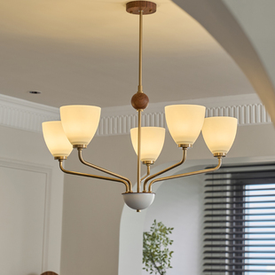 法式 原木风主卧室书房吊灯 客厅中古吊灯复古餐厅吧台灯美式