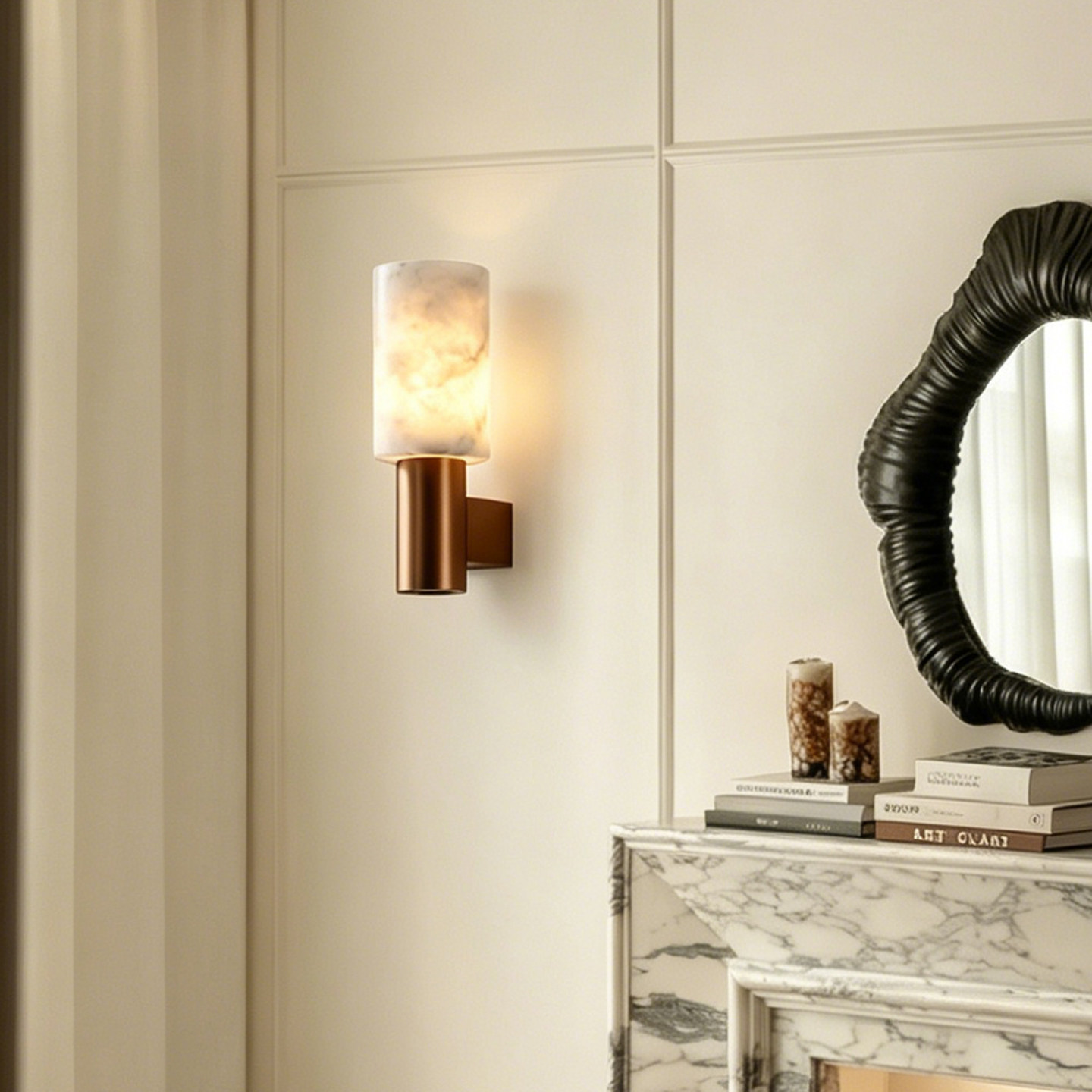 云石壁灯简约法式中古奶油风壁灯客厅吧台卧室设计师床头浴室壁灯