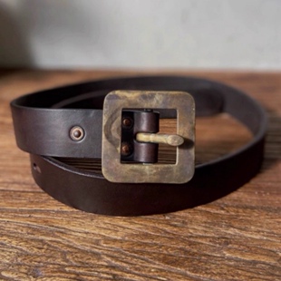 原单美式 子牛皮带耐用牛仔裤 复古腰带针扣带头男式 裤 带 工装 RRL