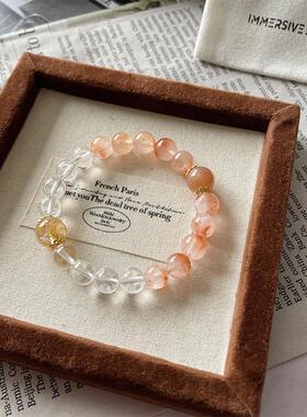 水晶手串天然黄胶花白水晶手链原创设计高级感巨好看女士2025新款