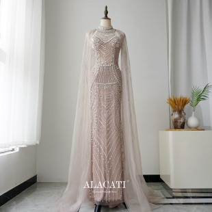 高端奢华高腰显瘦立领水袖 可拆卸鱼尾晚礼服女名媛晚宴演出口中东