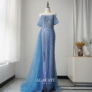 Alacati 高端奢华重工高腰显瘦鱼尾晚礼服名媛晚宴性感一字肩出口