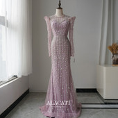 新外贸奢华长袖 鱼尾重工晚礼服高腰修身 显瘦年会宴会表演出口中东