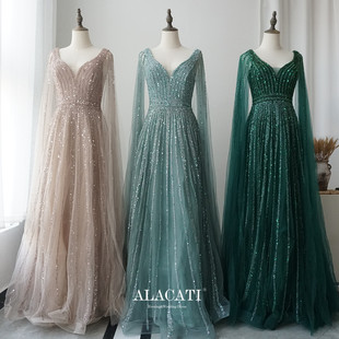 Alacati 晚礼服遮手臂显瘦敬酒服主持演出口中东 高端奢华重工水袖