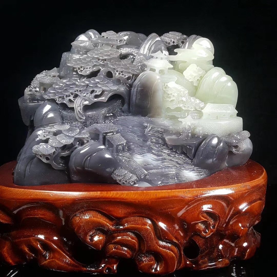 和田玉青海料 烟紫 富居深山 摆件！ 玉质细腻油润 ， 重1858克。|ruв категории ювелирные изделия/алмаз/жадеит/золото, нефрит, драгоценности кистлер - от Buy2taobao.com для оказания профессиональной услуги покупки агента Taobao