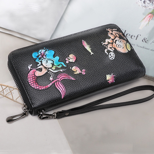 真皮钱包女长款2024新款时尚大容量简约百搭女士手拿包多功能钱夹