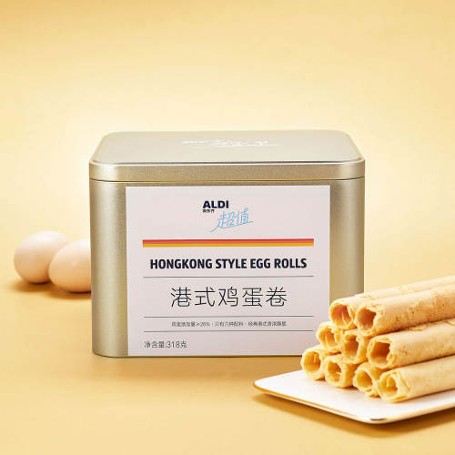 上海ALDI港式鸡蛋卷318g浓香酥脆早餐下午茶点心休闲零食超市代购