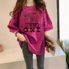 Double ground milk silk summer new fashion short sleeve student lazy printing medium length T-shirt