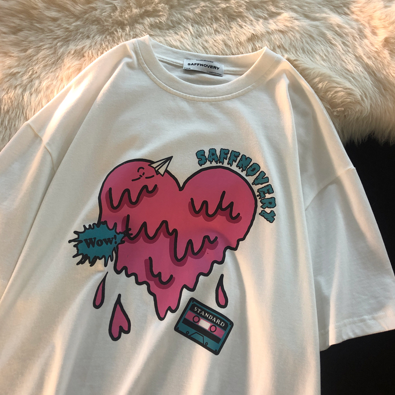 Melting love youth popular cotton short sleeve T-shirt for lovers