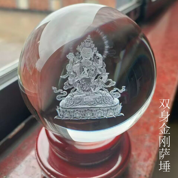双身金刚萨埵唐卡供奉密宗佛像装饰摆件水晶球纯手工制作精品