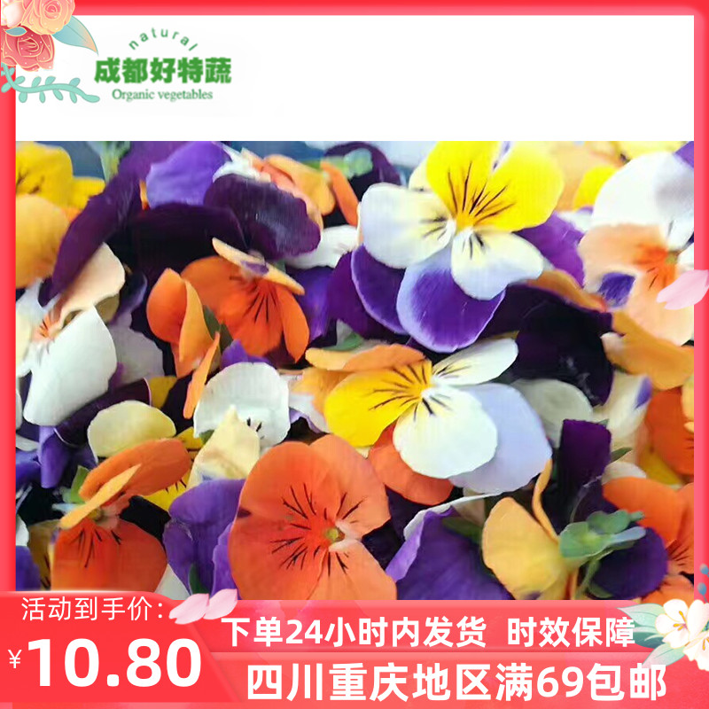 新鲜三色堇角堇西餐摆盘花草装饰菜基地直供顺丰包邮pansy50朵盒