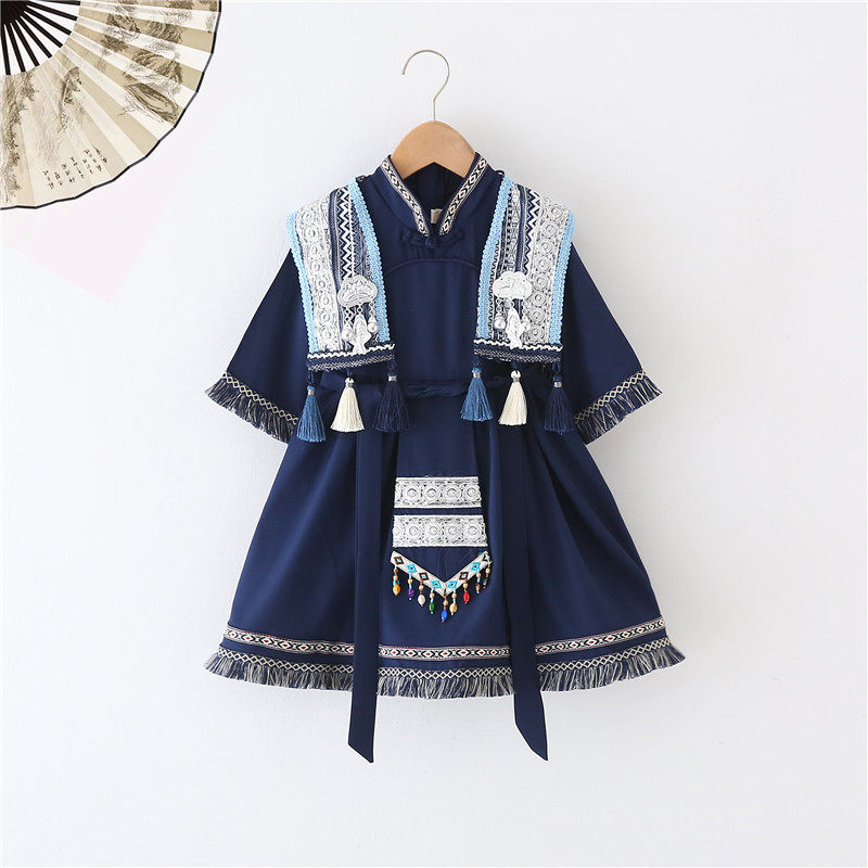 藏族服装儿童女童藏式藏服少数民族藏式名族款演出服夏藏装藏服 - 实物图